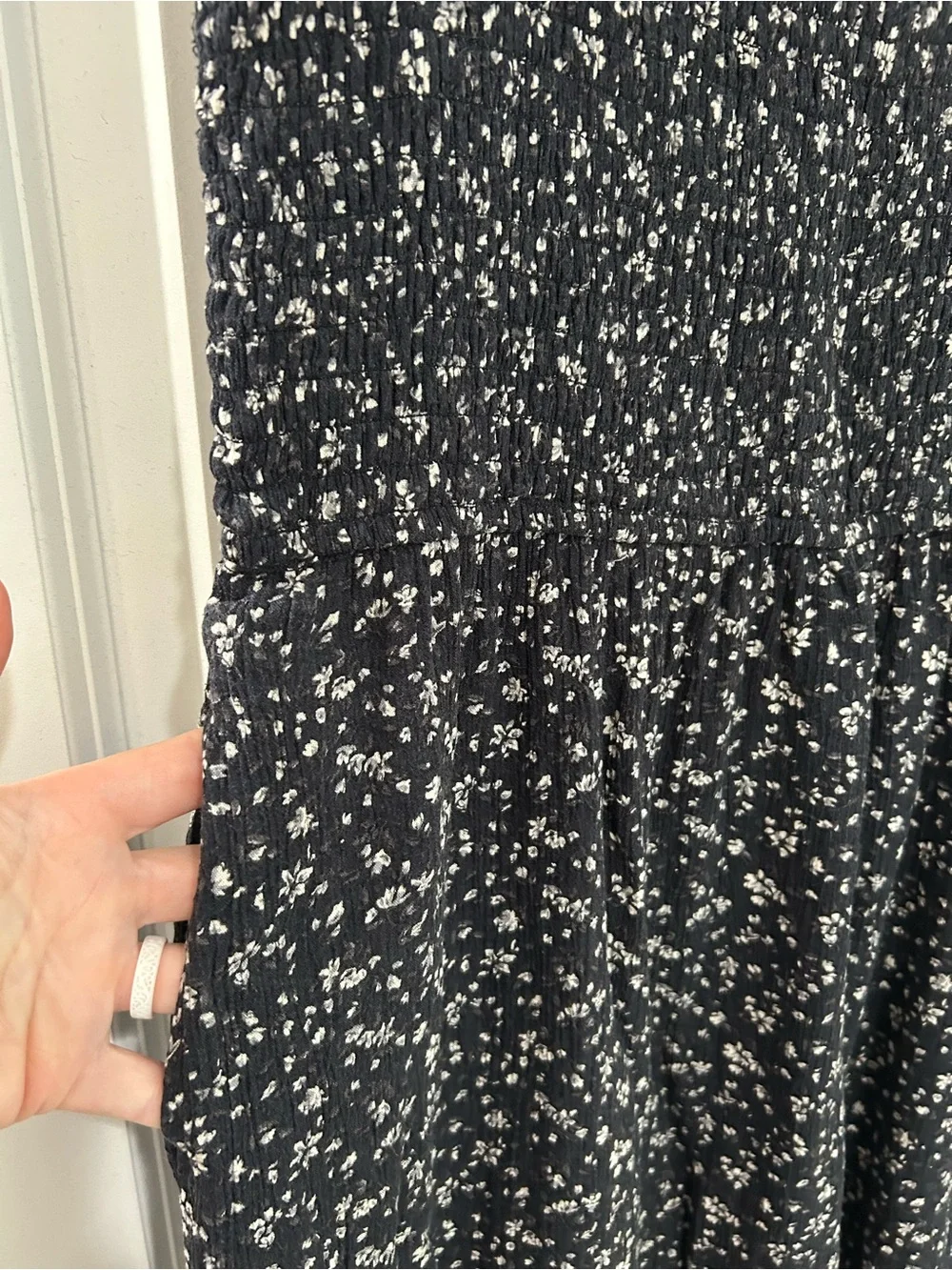 abercrombie kids Black Floral Short Sleeve Smocked Dress